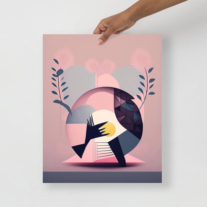 Pink Abstract With Leaves Poster