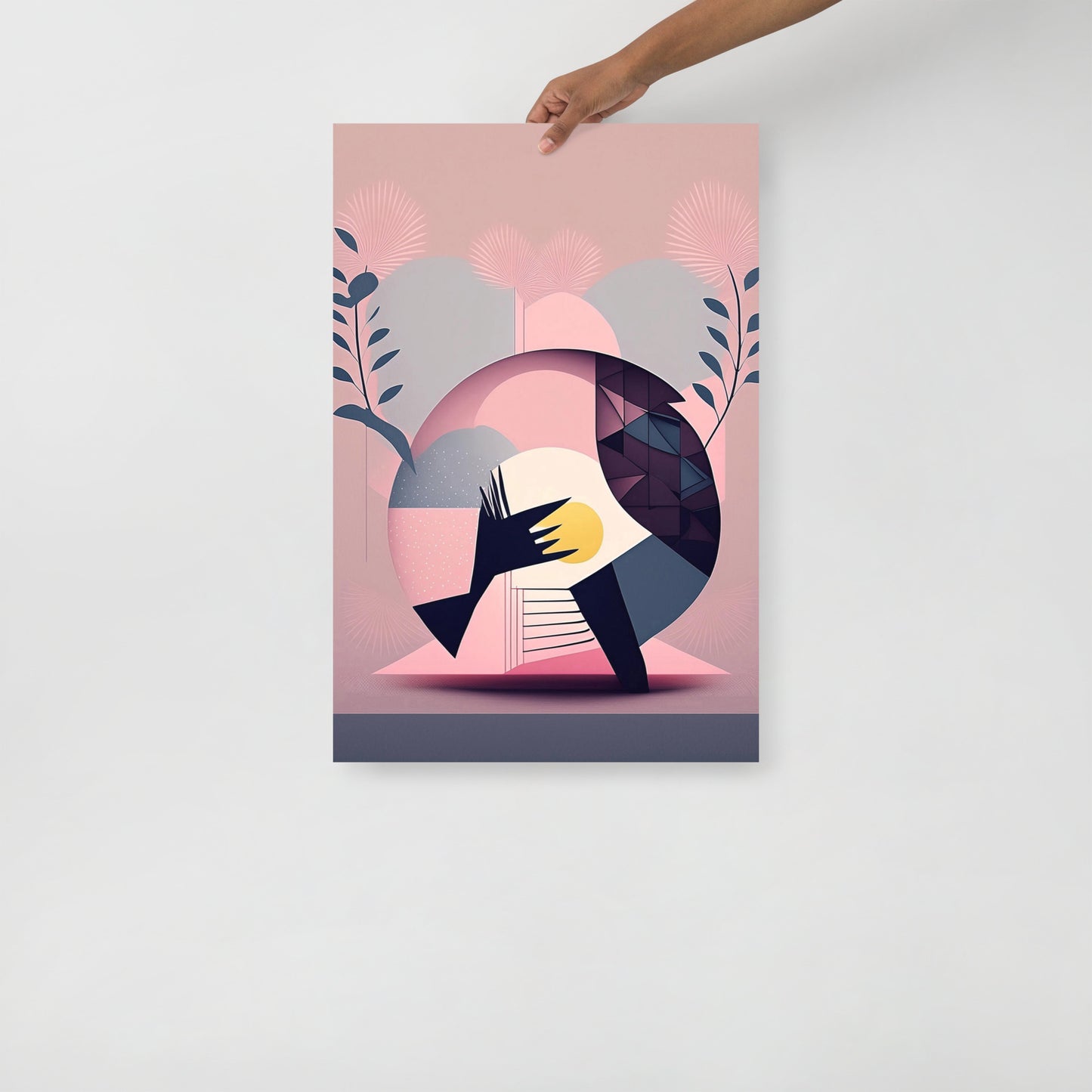 Pink Abstract With Leaves Poster