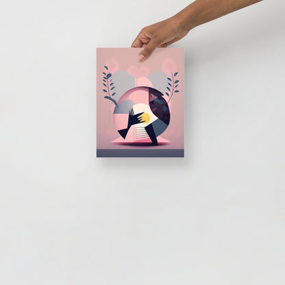 Pink Abstract With Leaves Poster